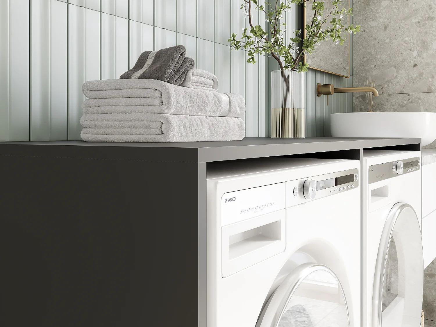 Armoire de machine à laver ou sèche-linge - 130 cm de large - Avec armoire - Armoire pour machine à laver ou sèche-linge