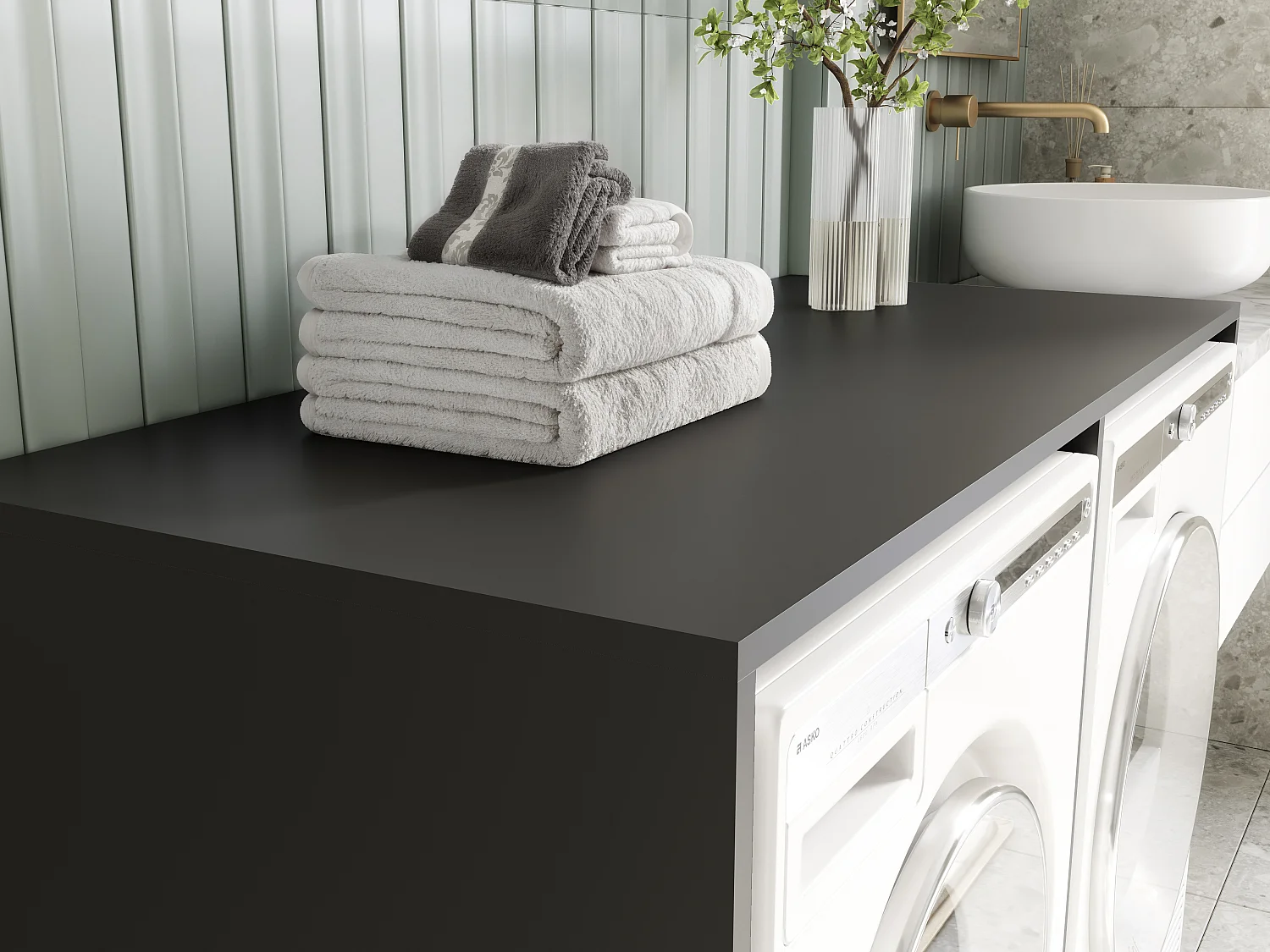 Armoire de machine à laver ou sèche-linge - 130 cm de large - Avec armoire - Armoire pour machine à laver ou sèche-linge