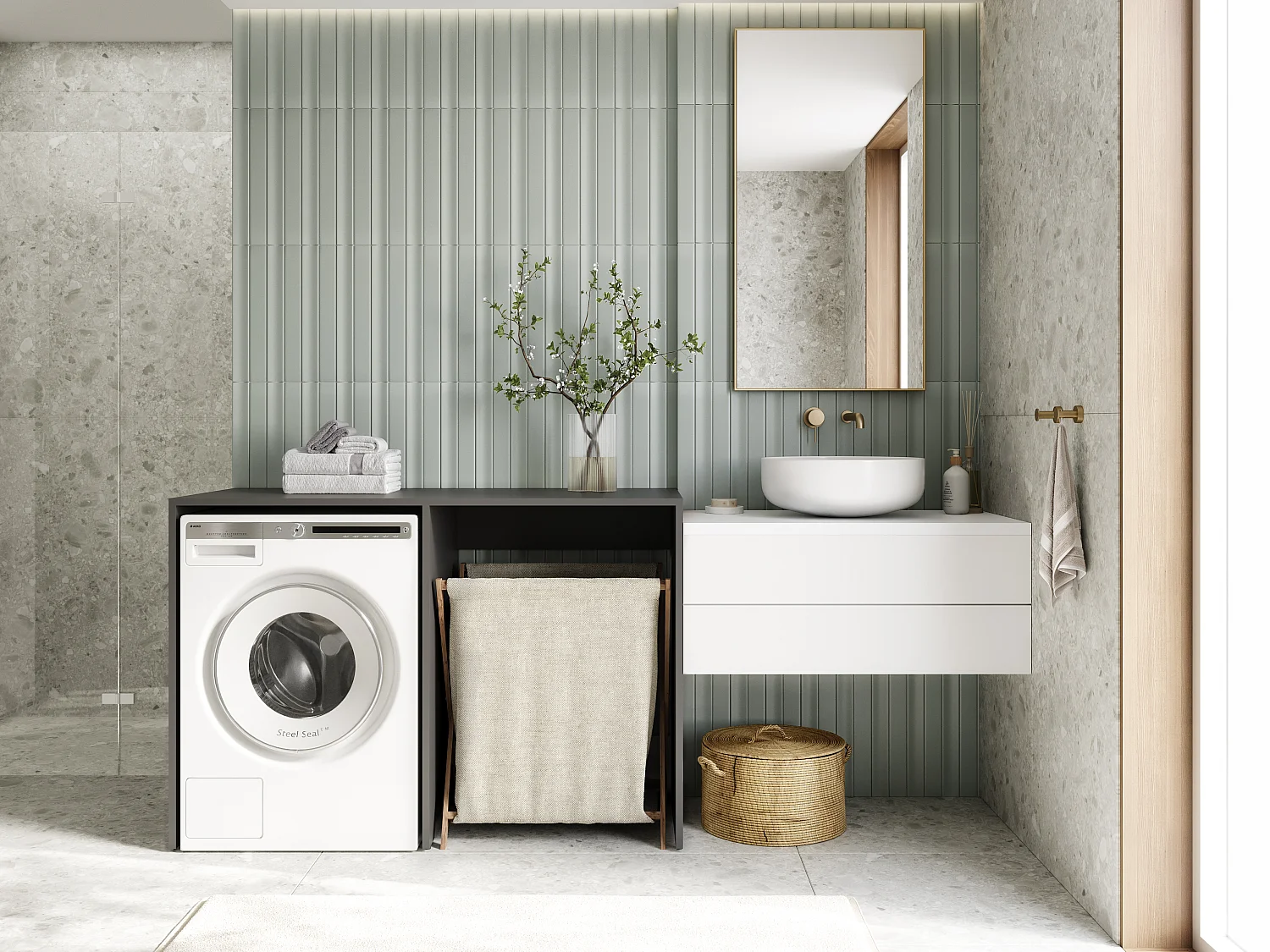 Armoire de machine à laver ou sèche-linge - 130 cm de large - Avec armoire - Armoire pour machine à laver ou sèche-linge