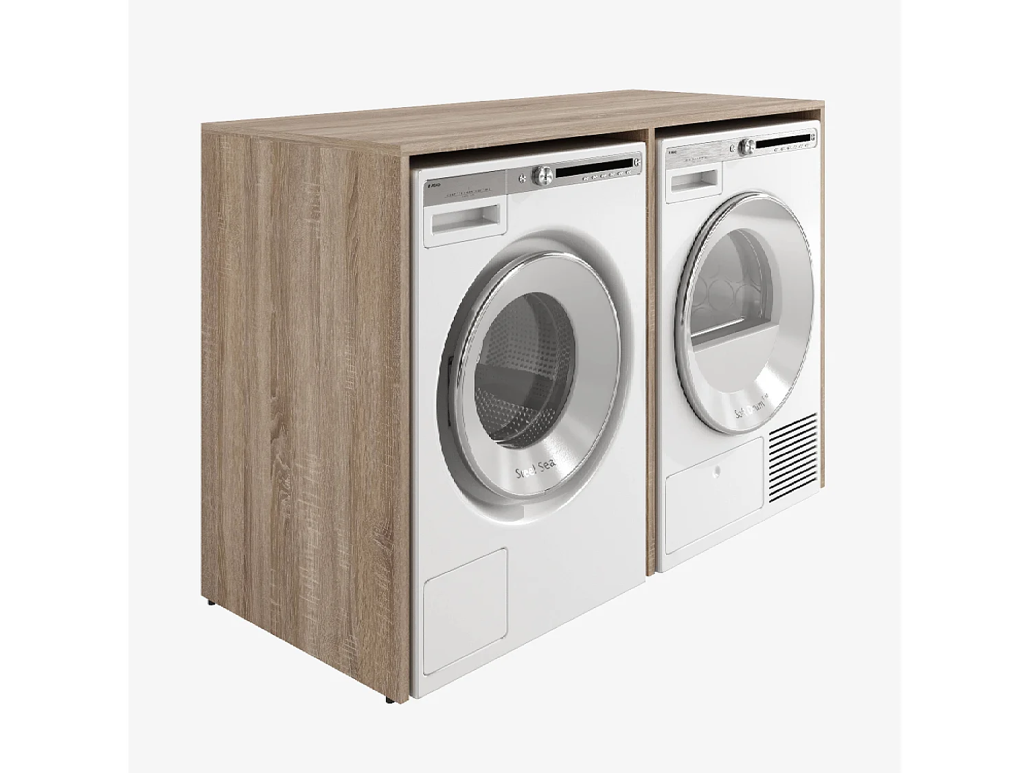 Armário para máquina de lavar de 130 cm, compatível com lavadora e secadora, com espaço de arrumação, armário superior