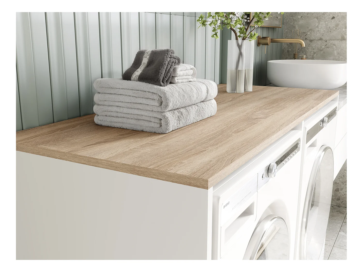 Armoire de machine à laver ou sèche-linge - 130 cm de large - Avec armoire - Armoire pour machine à laver ou sèche-linge