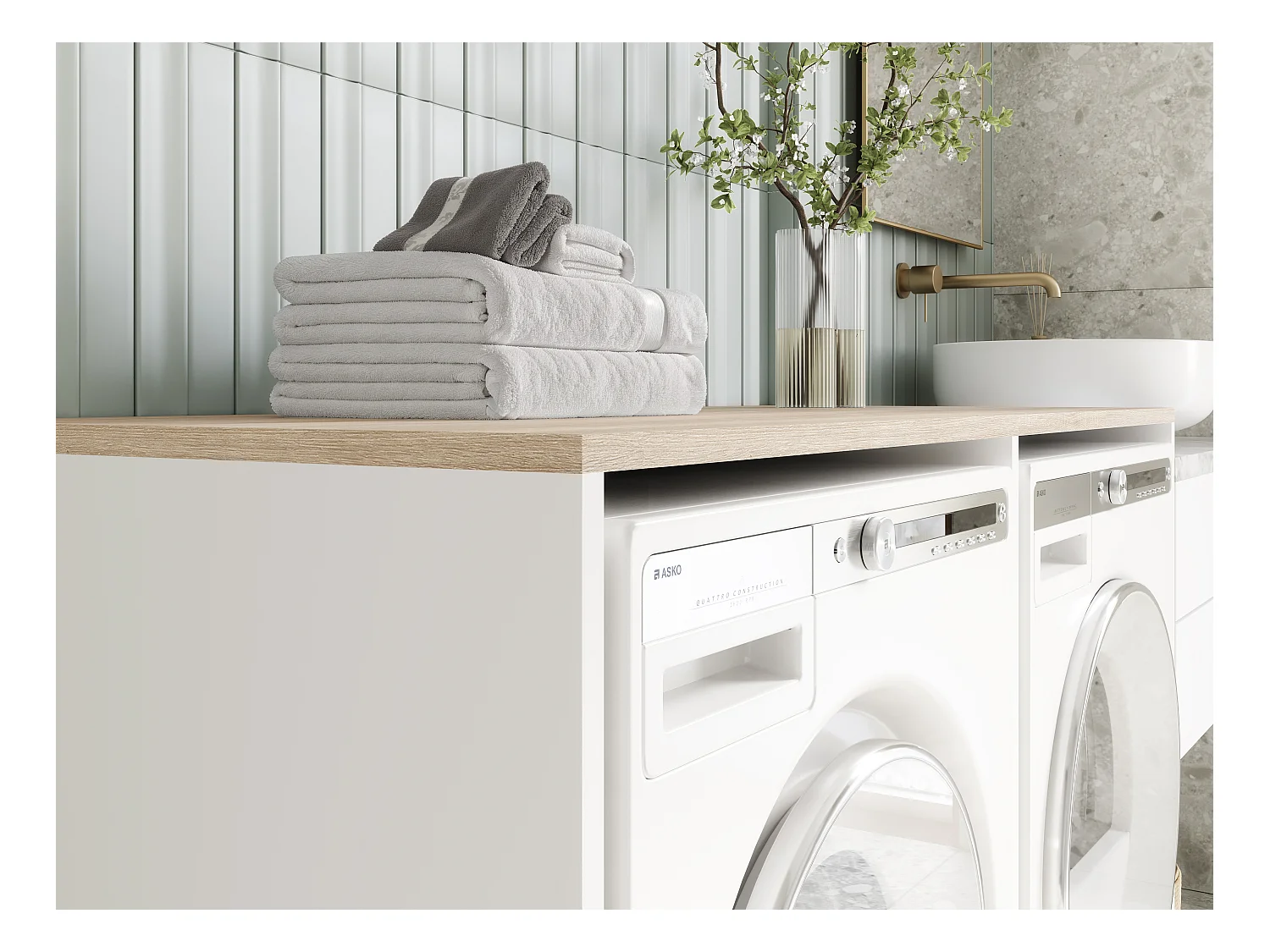 Armoire de machine à laver ou sèche-linge - 130 cm de large - Avec armoire - Armoire pour machine à laver ou sèche-linge