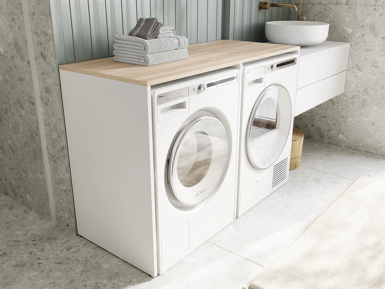 Armoire de machine à laver ou sèche-linge - 130 cm de large - Avec armoire - Armoire pour machine à laver ou sèche-linge