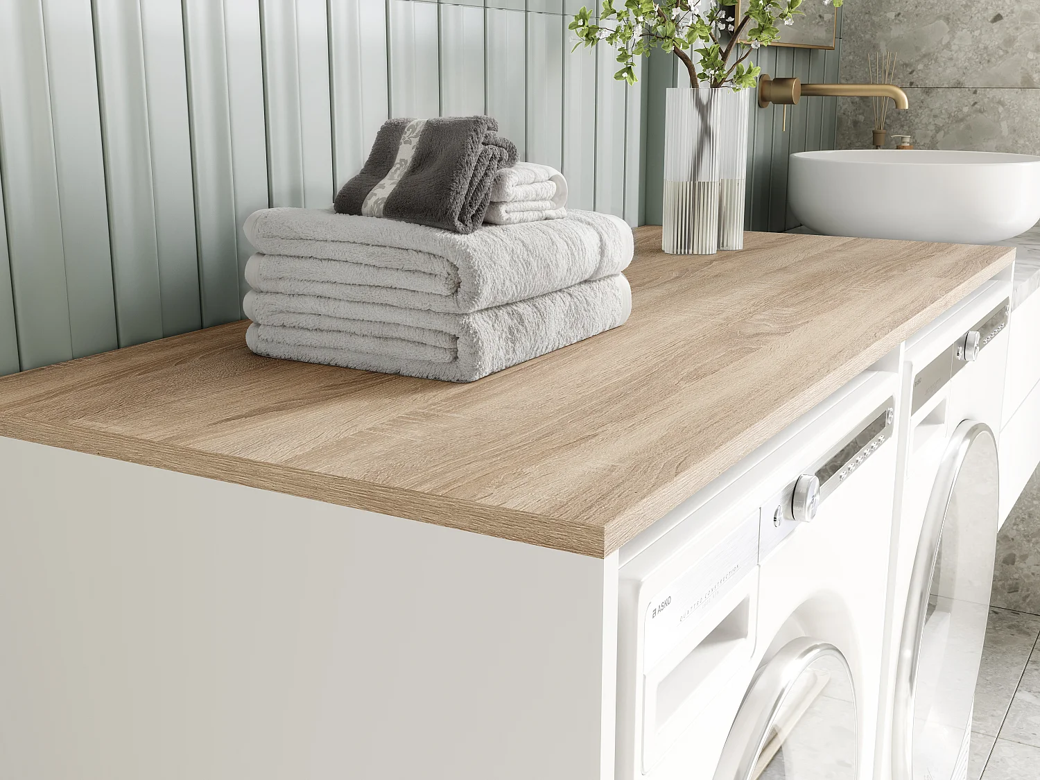 Armoire de machine à laver ou sèche-linge - 130 cm de large - Avec armoire - Armoire pour machine à laver ou sèche-linge