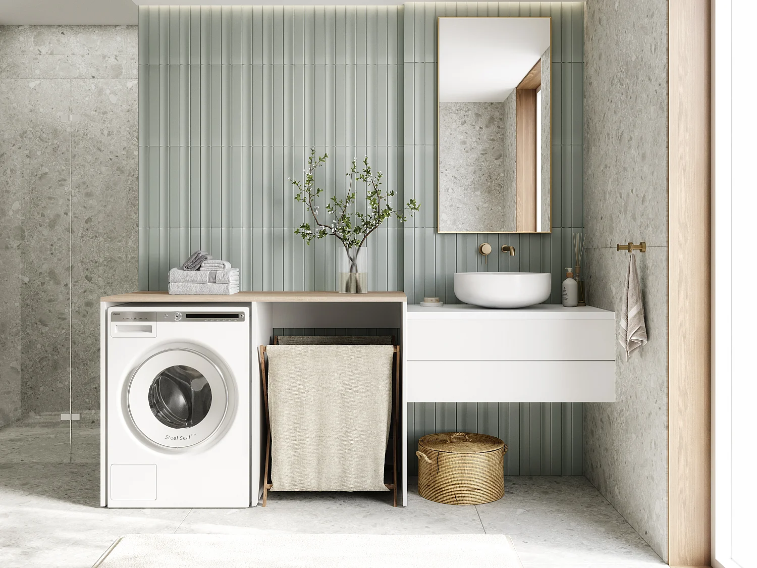 Armoire de machine à laver ou sèche-linge - 130 cm de large - Avec armoire - Armoire pour machine à laver ou sèche-linge