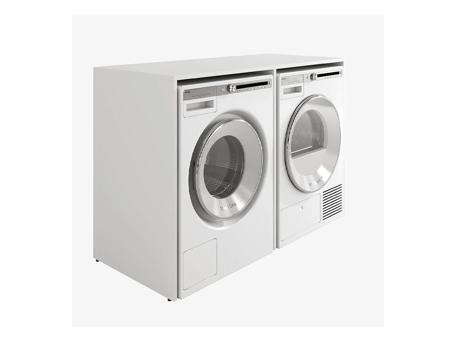 Wasmachinekast 130 cm breed, geschikt voor wasmachine en droger met opbergruimte, bovenkast voor wasmachine