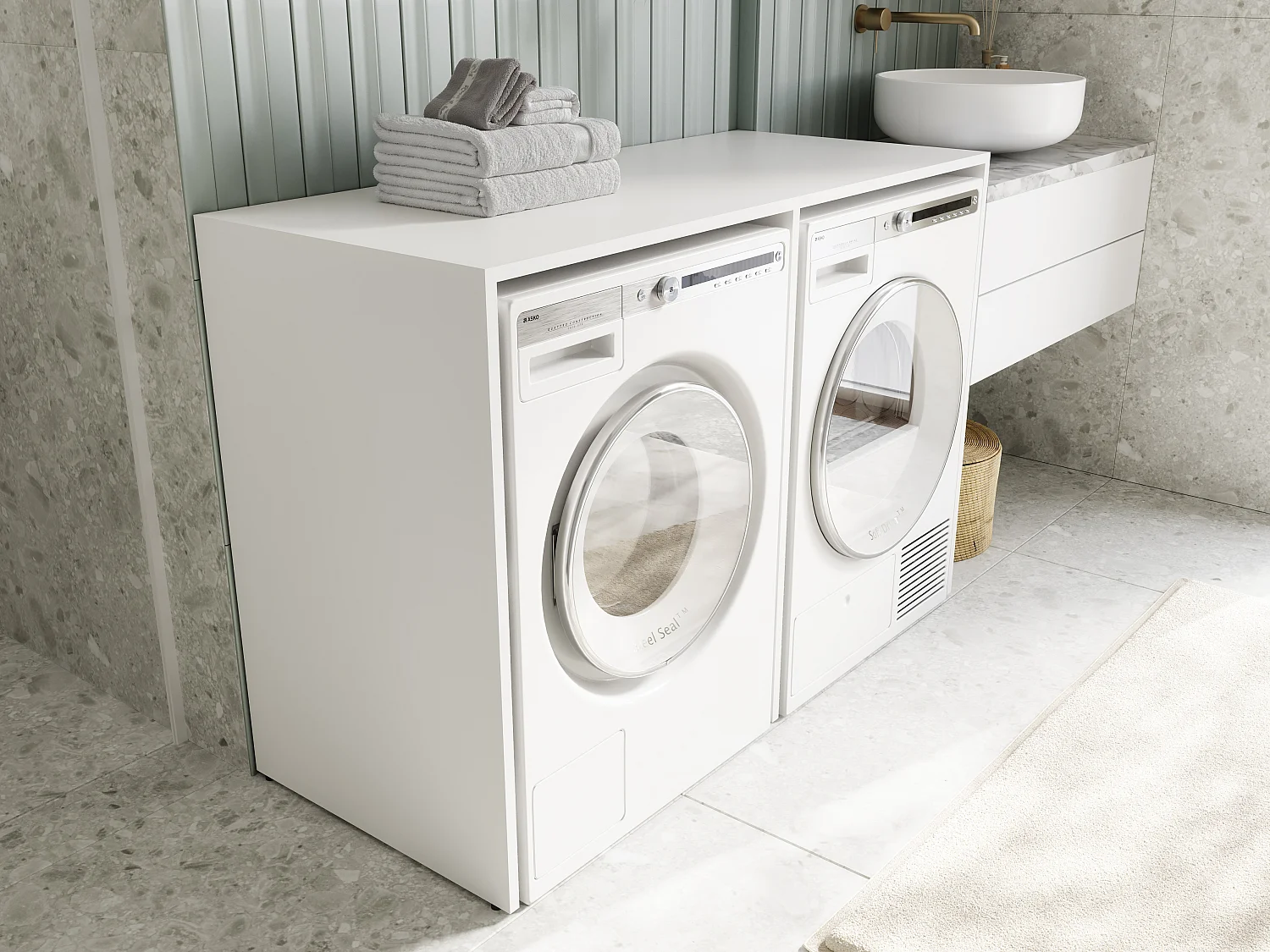 Armoire de machine à laver ou sèche-linge - 130 cm de large - Avec armoire - Armoire pour machine à laver ou sèche-linge