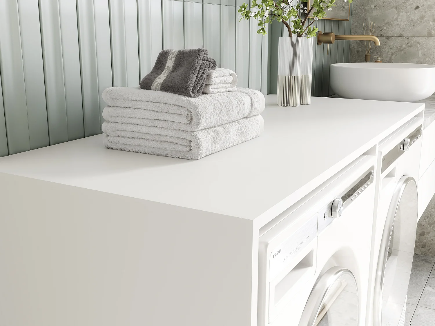 Armoire de machine à laver ou sèche-linge - 130 cm de large - Avec armoire - Armoire pour machine à laver ou sèche-linge