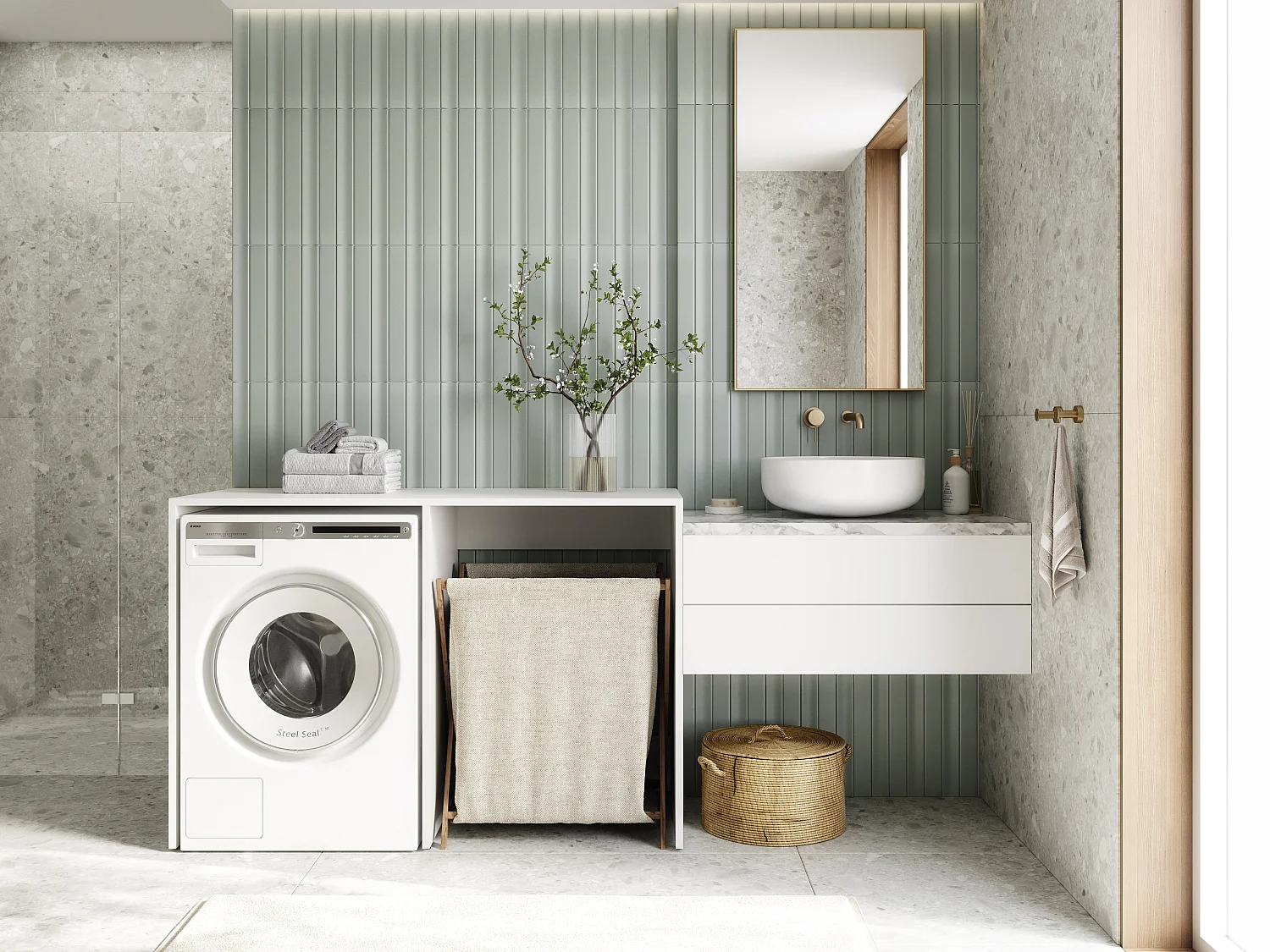 Armoire de machine à laver ou sèche-linge - 130 cm de large - Avec armoire - Armoire pour machine à laver ou sèche-linge