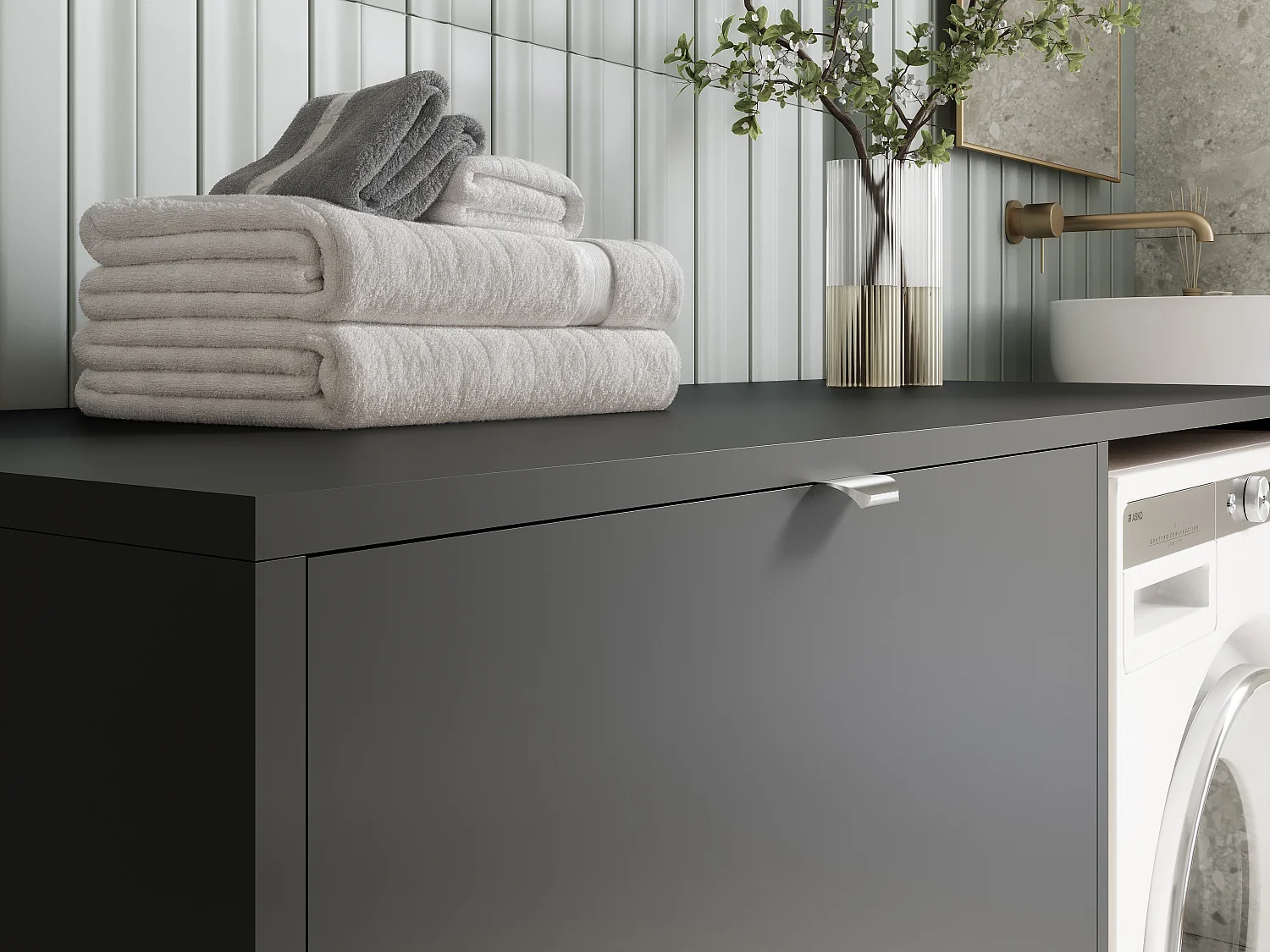 Armoire de machine à laver ou sèche-linge - 130 cm de large - Avec armoire - Armoire pour machine à laver ou sèche-linge