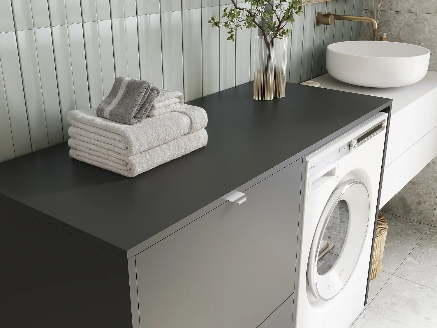 Armoire de machine à laver ou sèche-linge - 130 cm de large - Avec armoire - Armoire pour machine à laver ou sèche-linge