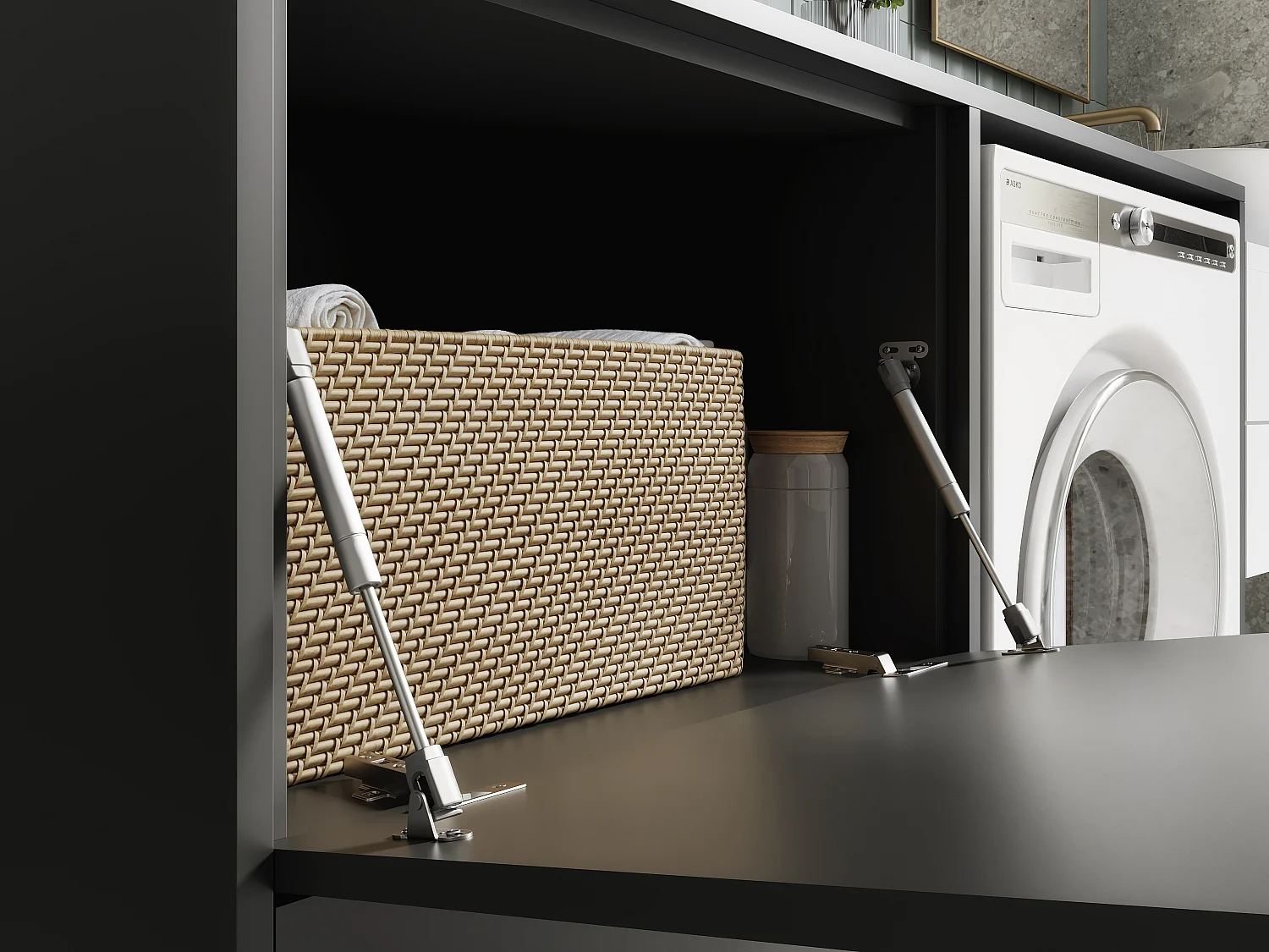 Armoire de machine à laver ou sèche-linge - 130 cm de large - Avec armoire - Armoire pour machine à laver ou sèche-linge