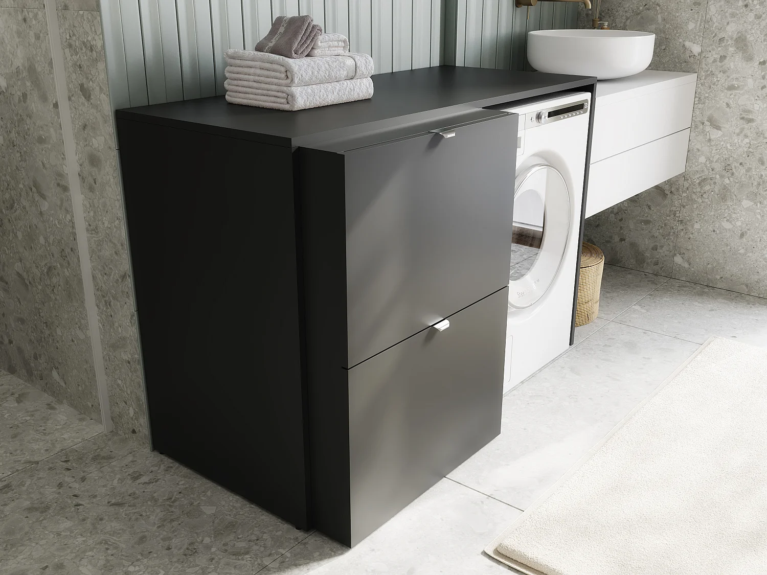 Armoire de machine à laver ou sèche-linge - 130 cm de large - Avec armoire - Armoire pour machine à laver ou sèche-linge