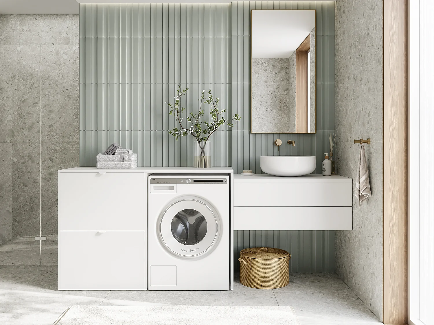 Armoire de machine à laver ou sèche-linge - 130 cm de large - Avec armoire - Armoire pour machine à laver ou sèche-linge