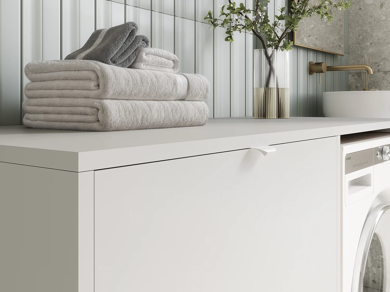 Armoire de machine à laver ou sèche-linge - 130 cm de large - Avec armoire - Armoire pour machine à laver ou sèche-linge