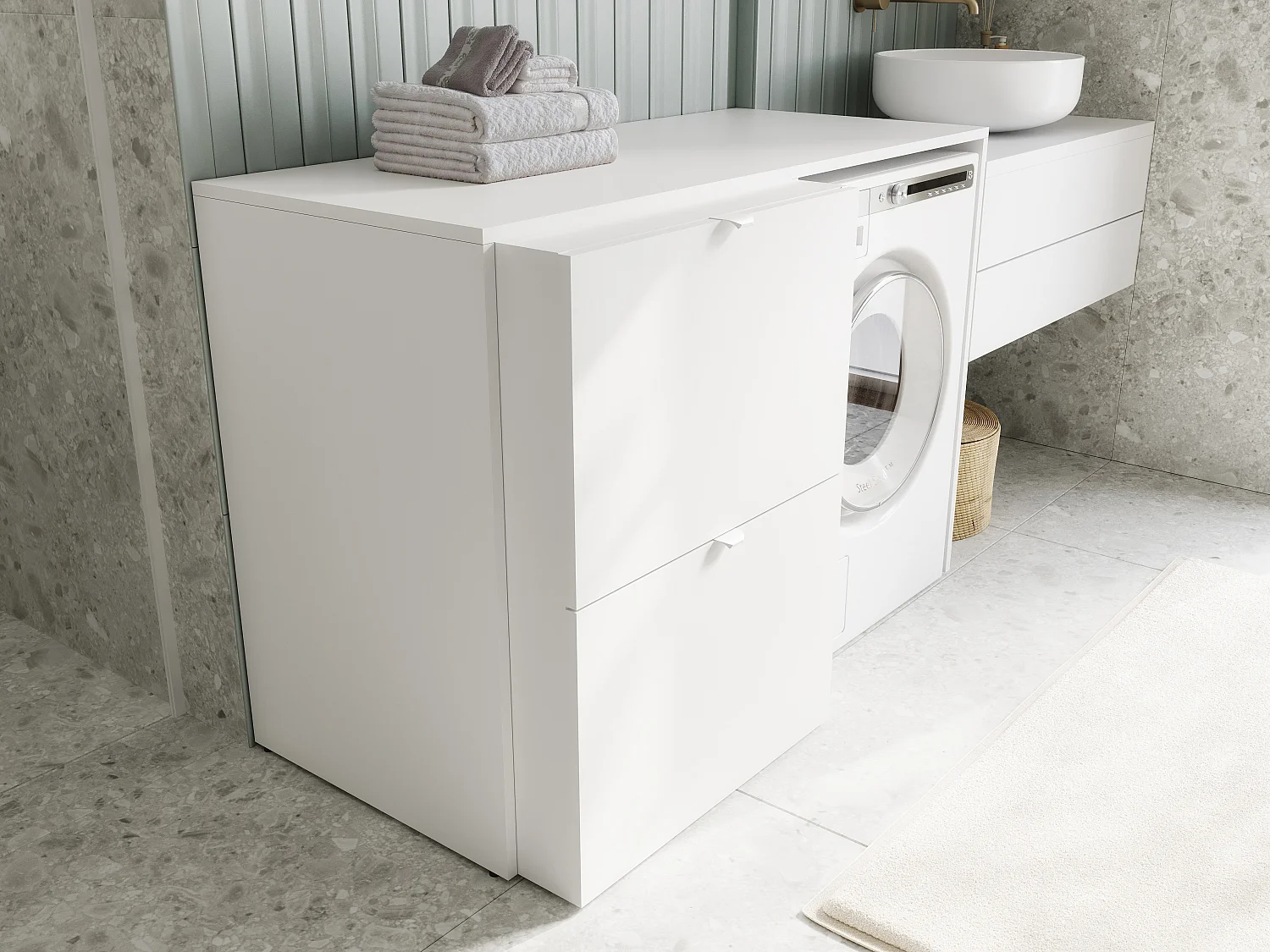 Armoire de machine à laver ou sèche-linge - 130 cm de large - Avec armoire - Armoire pour machine à laver ou sèche-linge