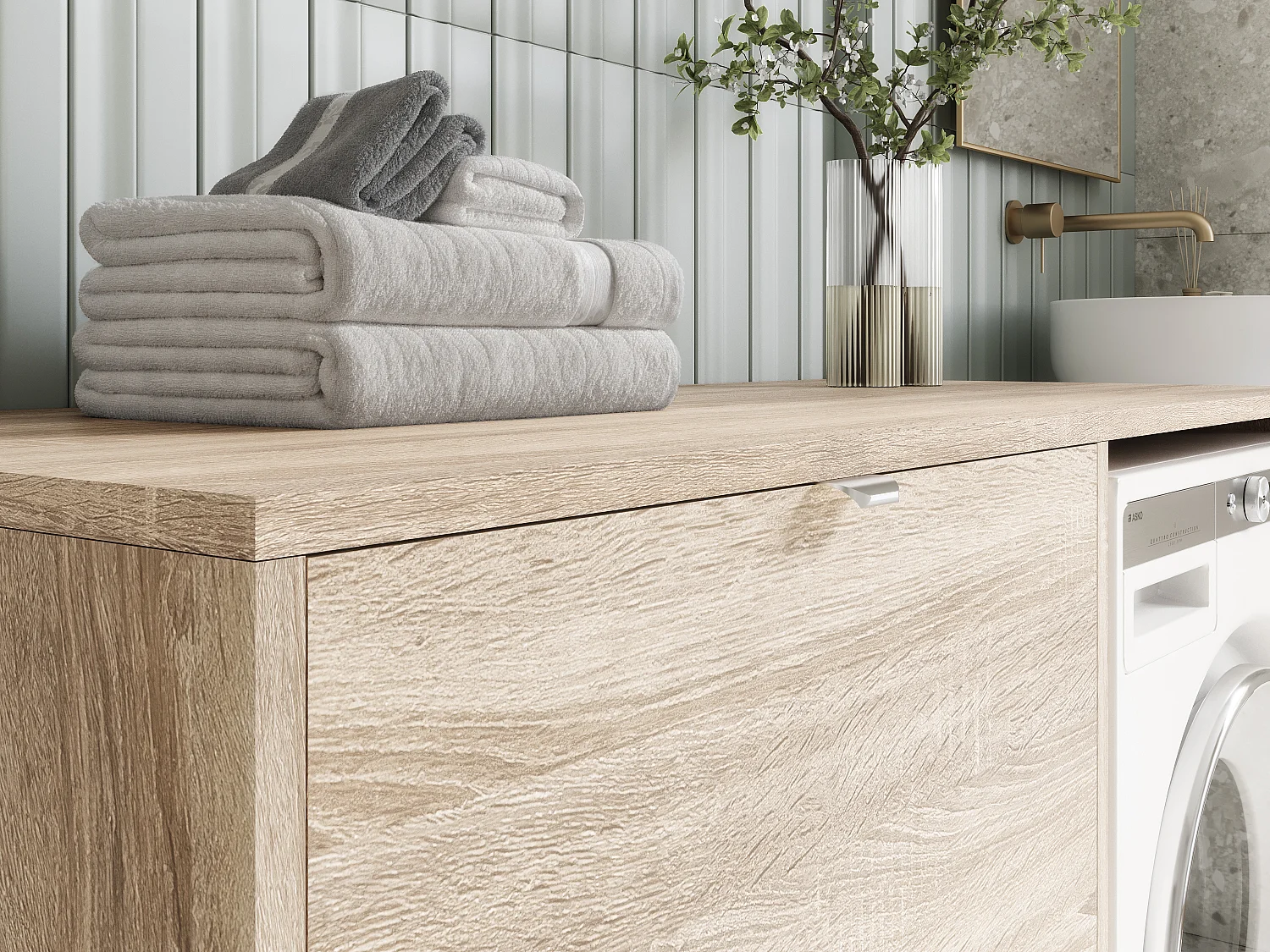 Armoire de machine à laver ou sèche-linge - 130 cm de large - Avec armoire - Armoire pour machine à laver ou sèche-linge