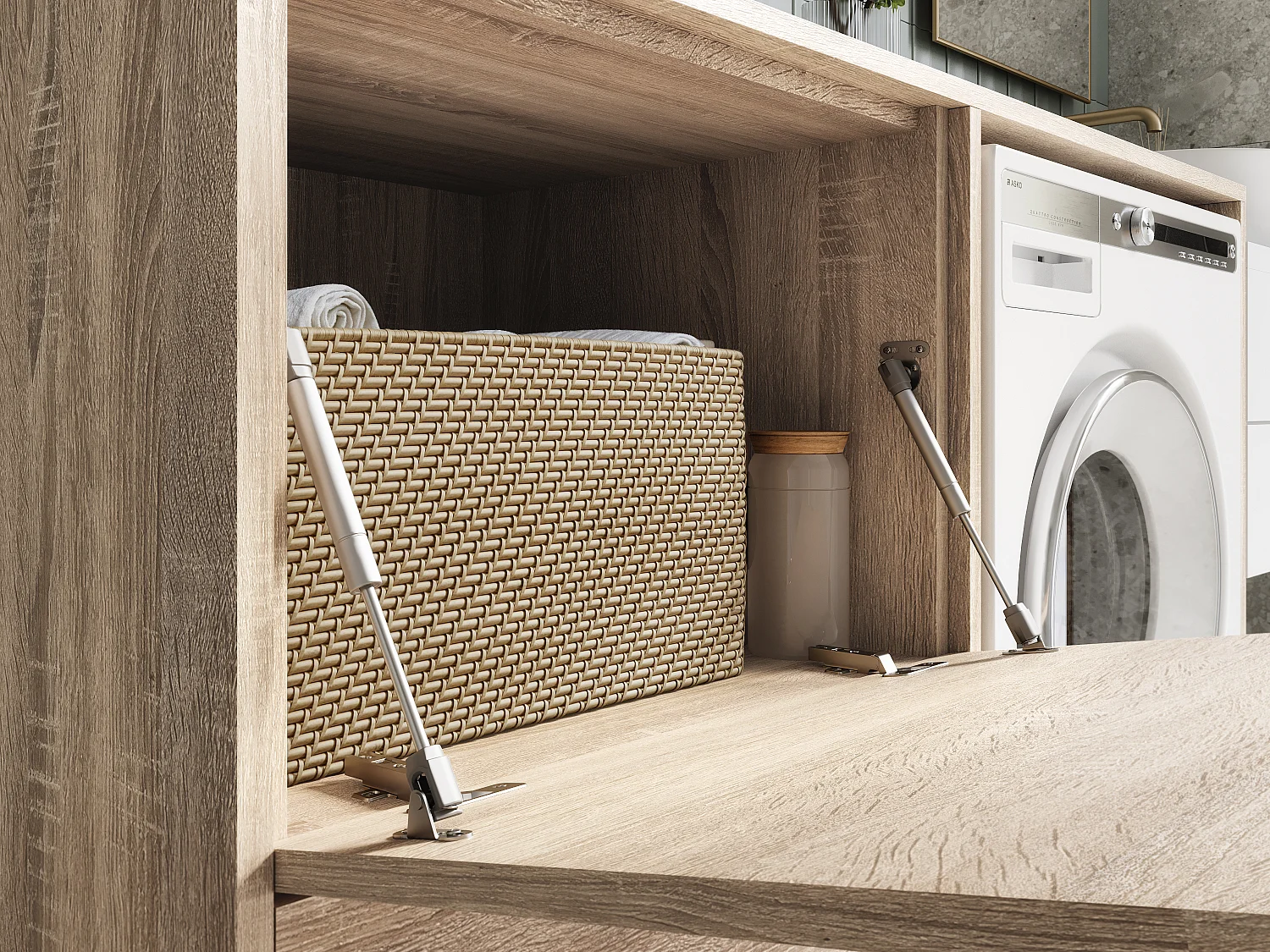 Armoire de machine à laver ou sèche-linge - 130 cm de large - Avec armoire - Armoire pour machine à laver ou sèche-linge