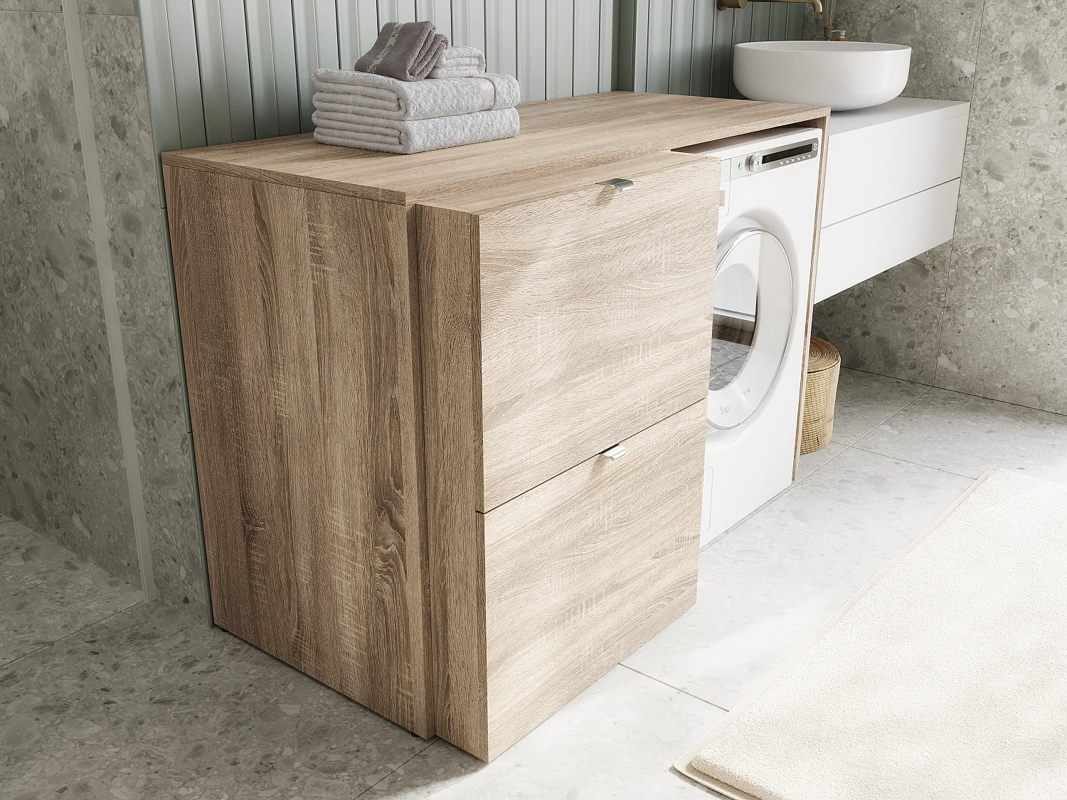 Armoire de machine à laver ou sèche-linge - 130 cm de large - Avec armoire - Armoire pour machine à laver ou sèche-linge