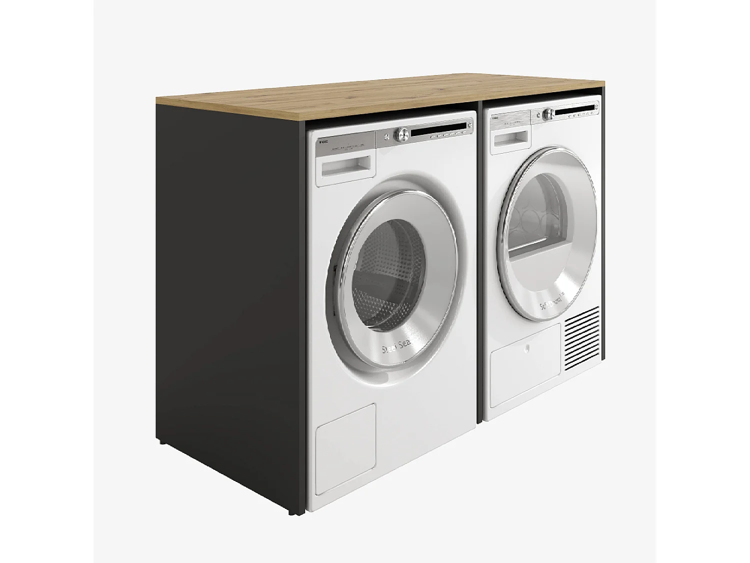 Armário para máquina de lavar de 130 cm, compatível com lavadora e secadora, com espaço de arrumação, armário superior