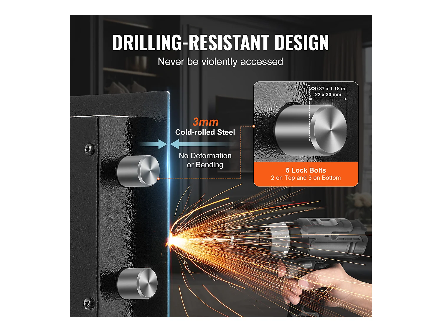 Cassaforte, SucceBuy 127 300 cm³, Nera, con Doppia Porta, Serratura a Chiave e Password Ignifuga