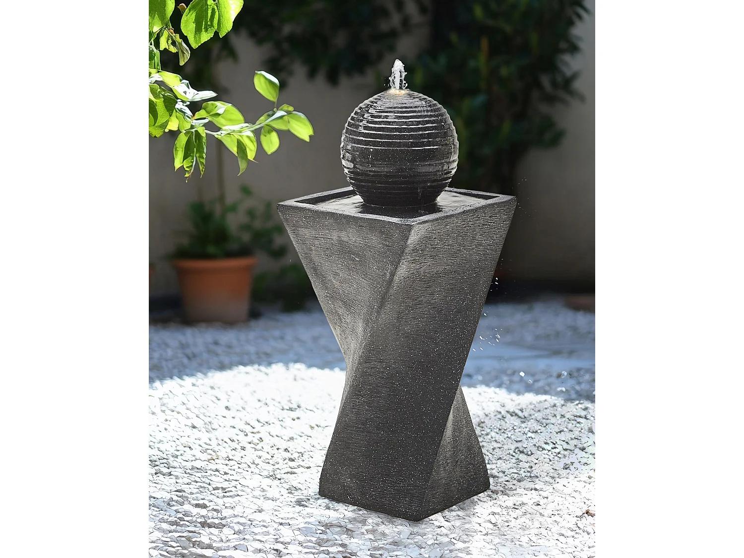 Gartenbrunnen LED ACQUACHETA Graphitgrau