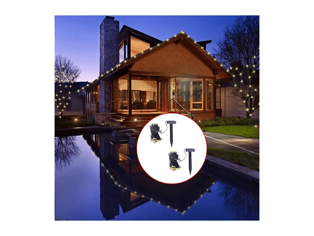 Guirlande lumineuse solaire LED 2 pcs Blanc chaud