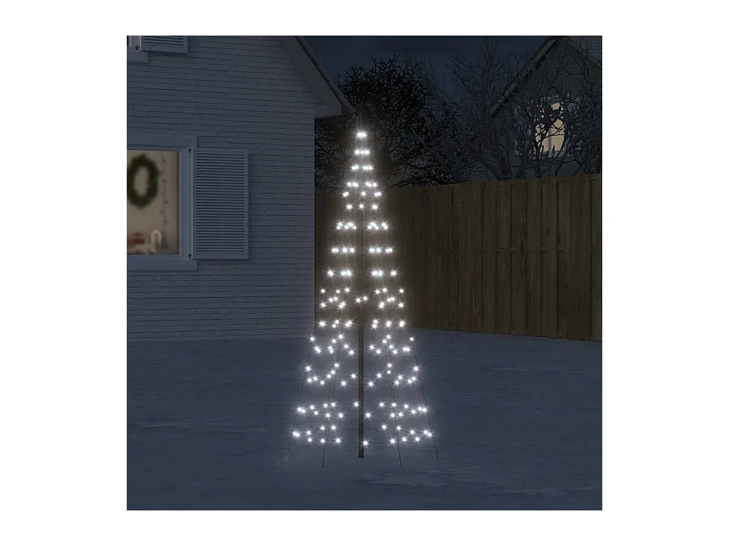 Sapin de Noël à LED sur mât de drapeau 200 LED blanc 180 cm