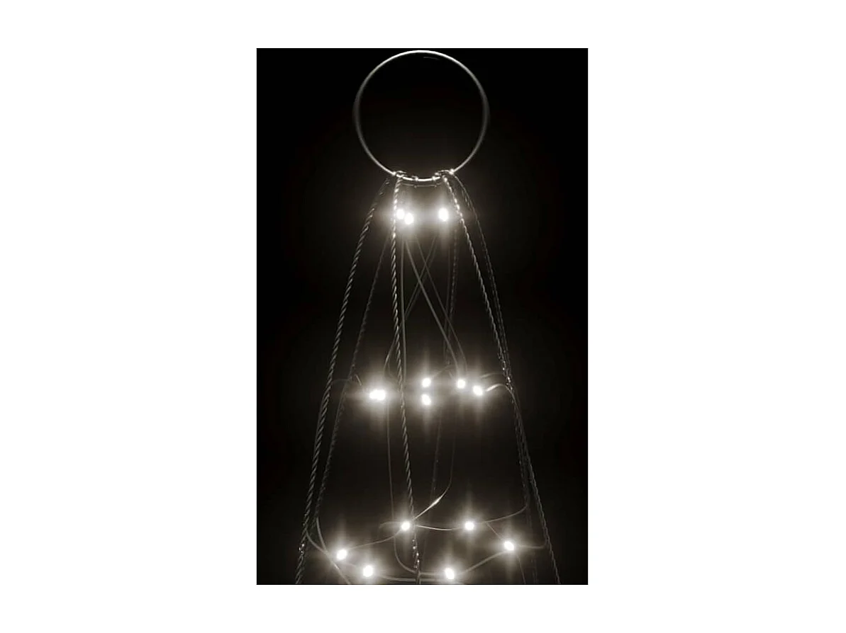 Albero di Natale a LED su Pennone 200 LED Bianco Freddo 180 cm