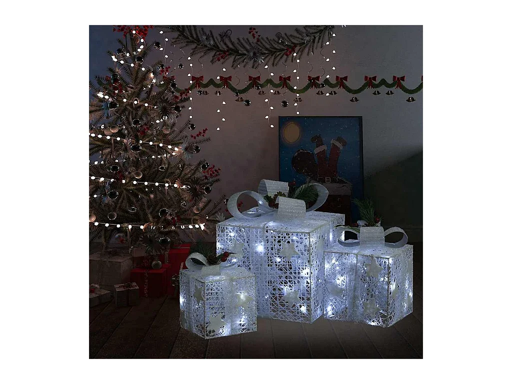Boîtes-cadeaux de Noël décoratives 3 pcs Extérieur Intérieur