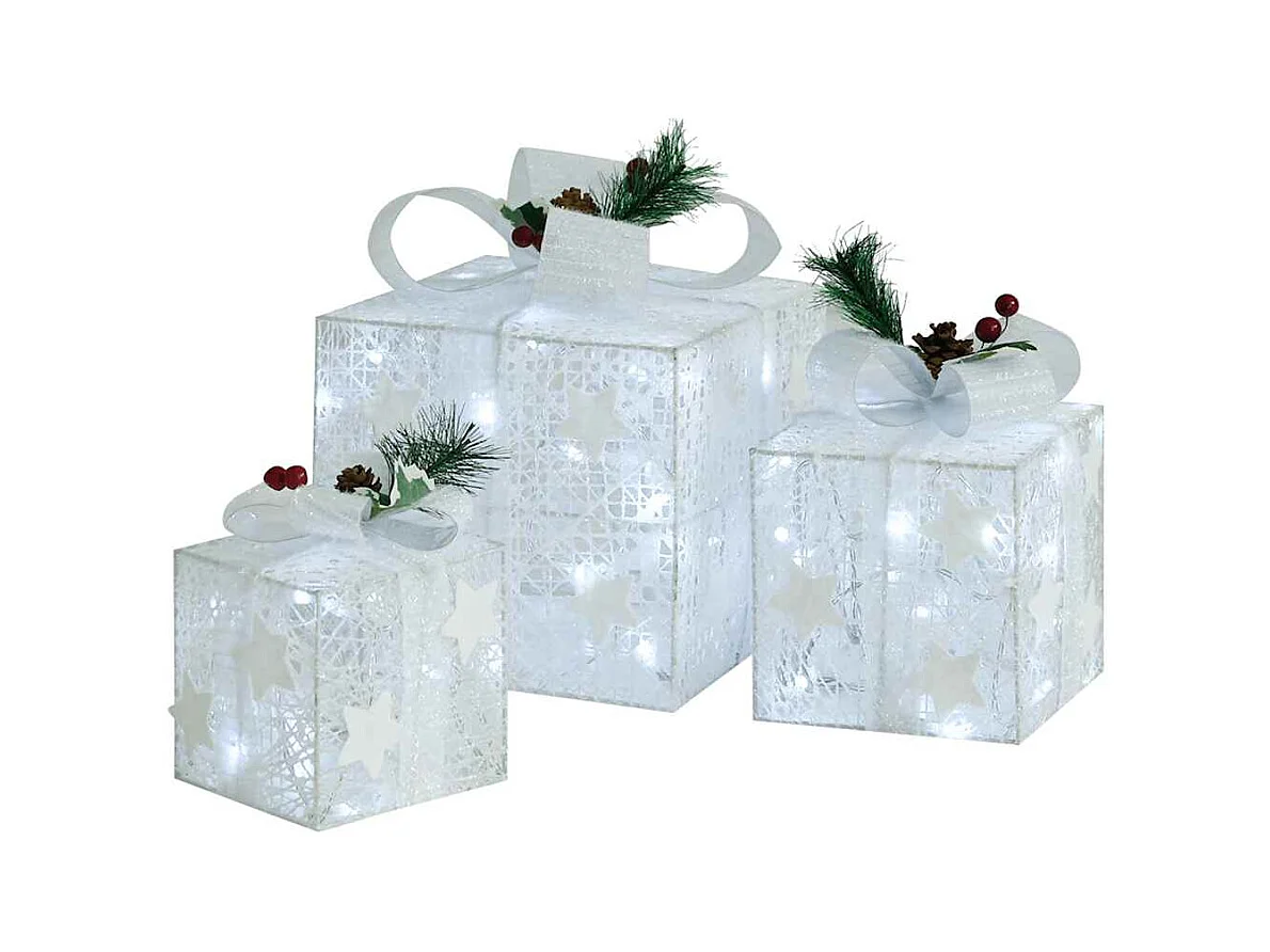 Boîtes-cadeaux de Noël décoratives 3 pcs Extérieur Intérieur