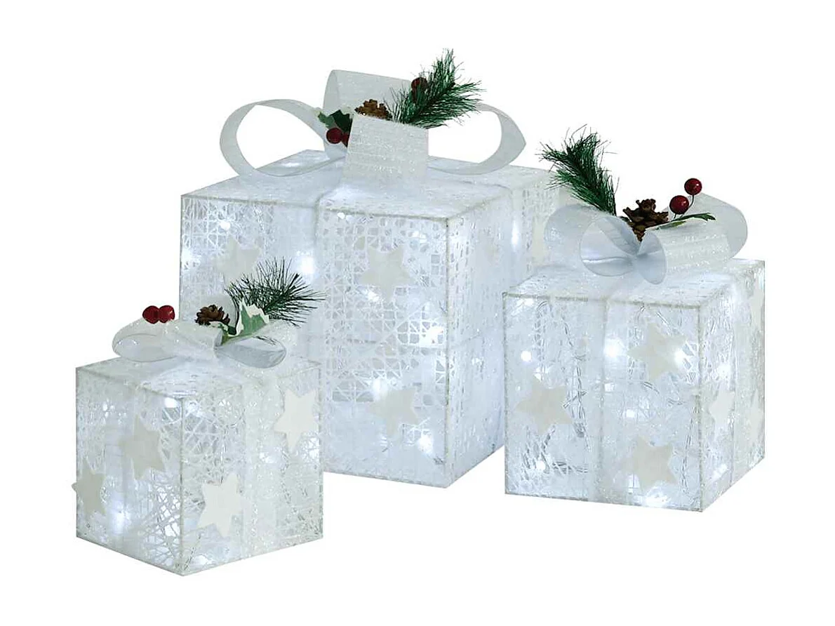 Boîtes-cadeaux de Noël décoratives 3 pcs Extérieur Intérieur