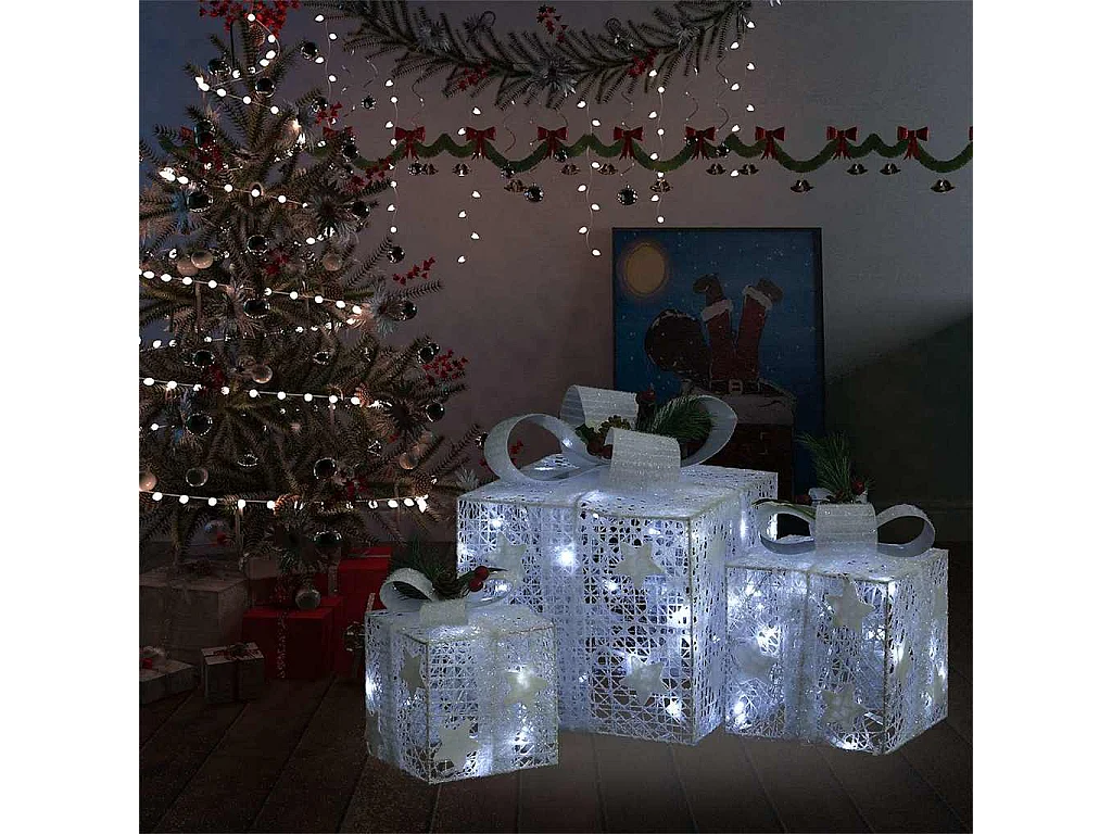 Boîtes-cadeaux de Noël décoratives 3 pcs Extérieur Intérieur