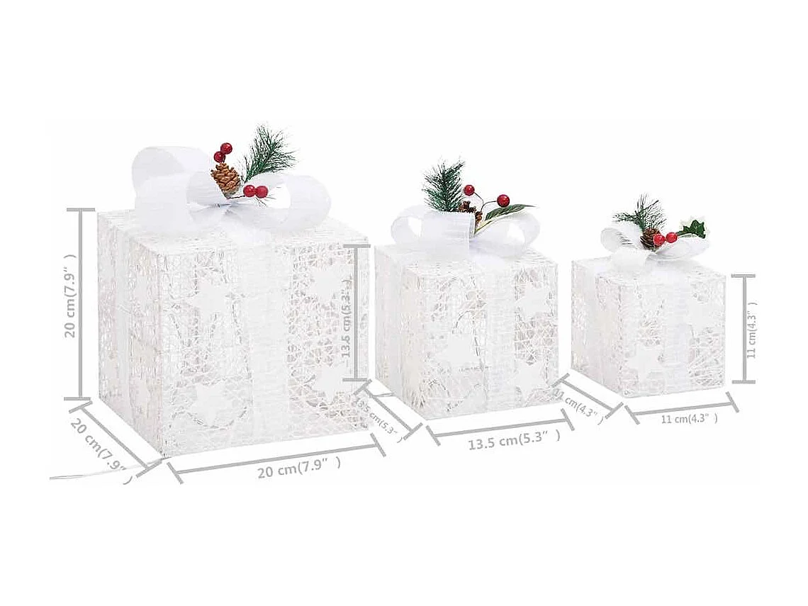 Boîtes-cadeaux de Noël décoratives 3 pcs Extérieur Intérieur