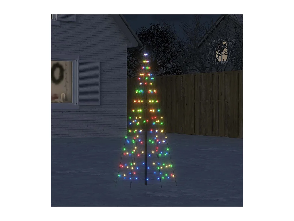 Sapin de Noël à LED sur mât de drapeau 200 LED coloré 180 cm