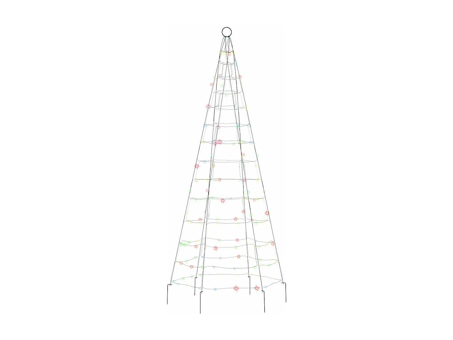Sapin de Noël à LED sur mât de drapeau 200 LED coloré 180 cm