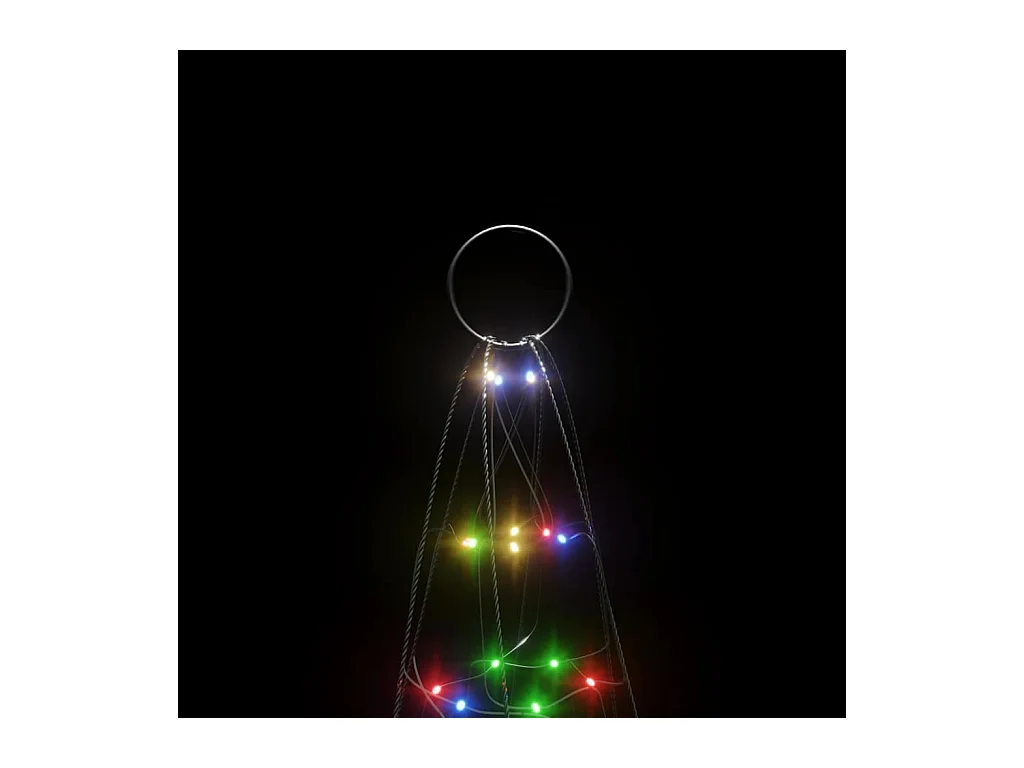 Sapin de Noël à LED sur mât de drapeau 200 LED coloré 180 cm