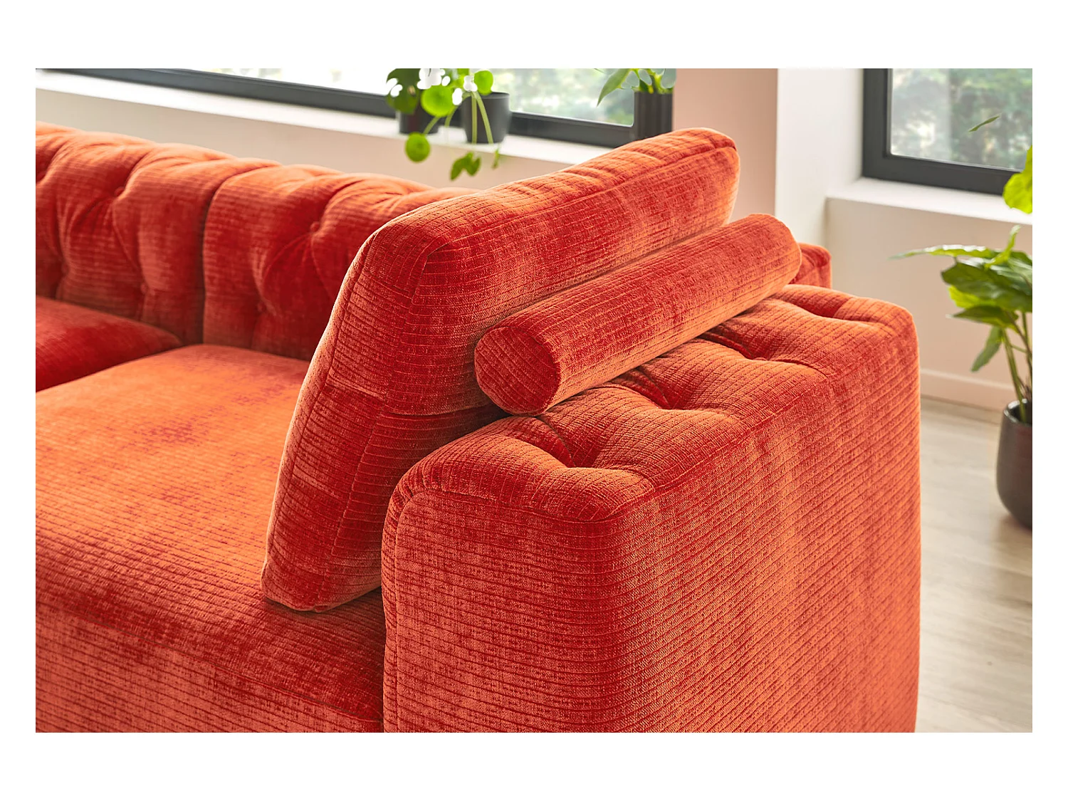 Coussin - Rouge Velours côtelé - SEPHI