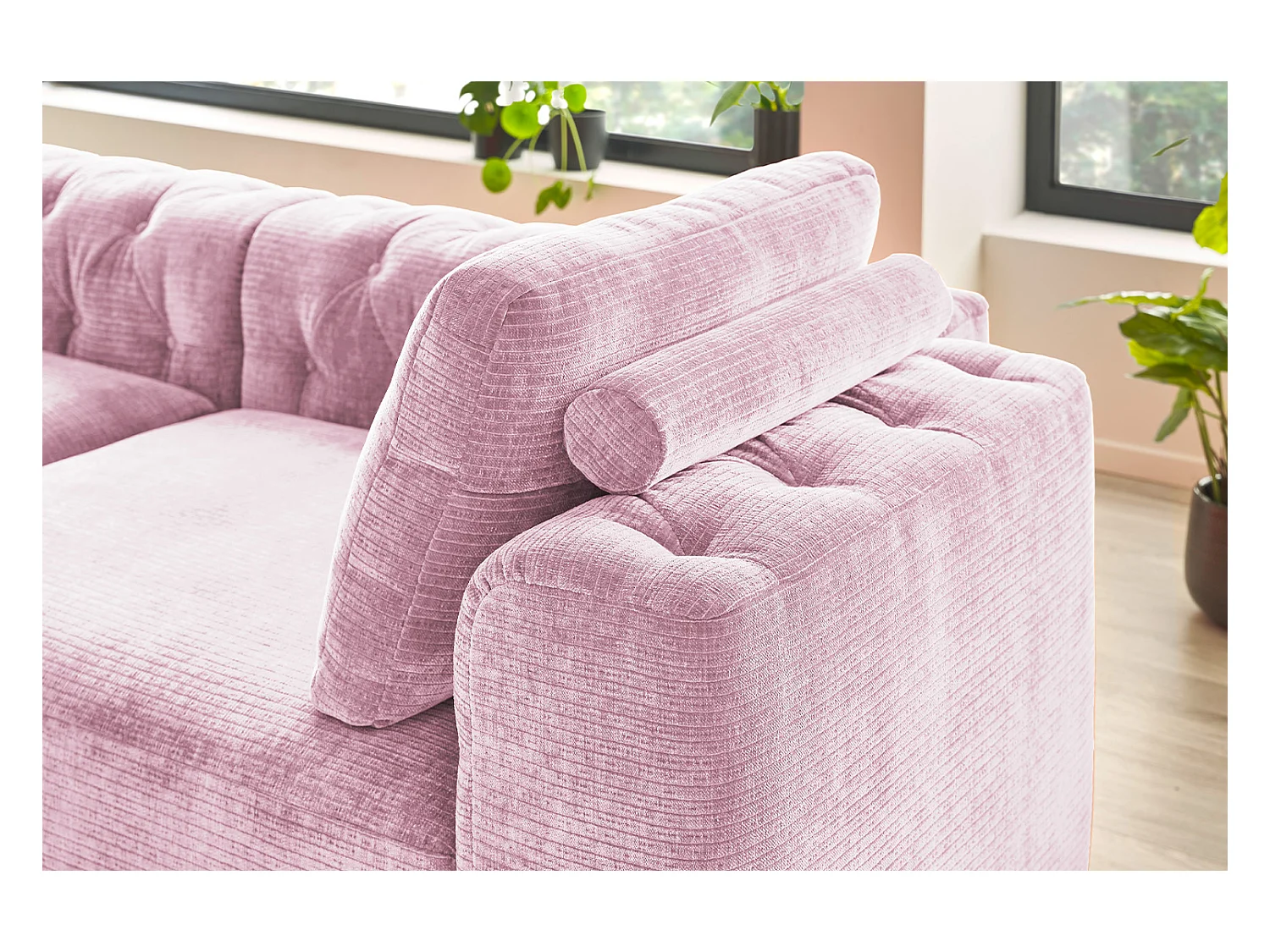 Coussin - Rose Velours côtelé - SEPHI