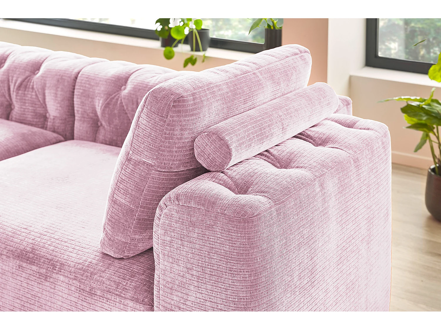 Coussin - Rose Velours côtelé - SEPHI