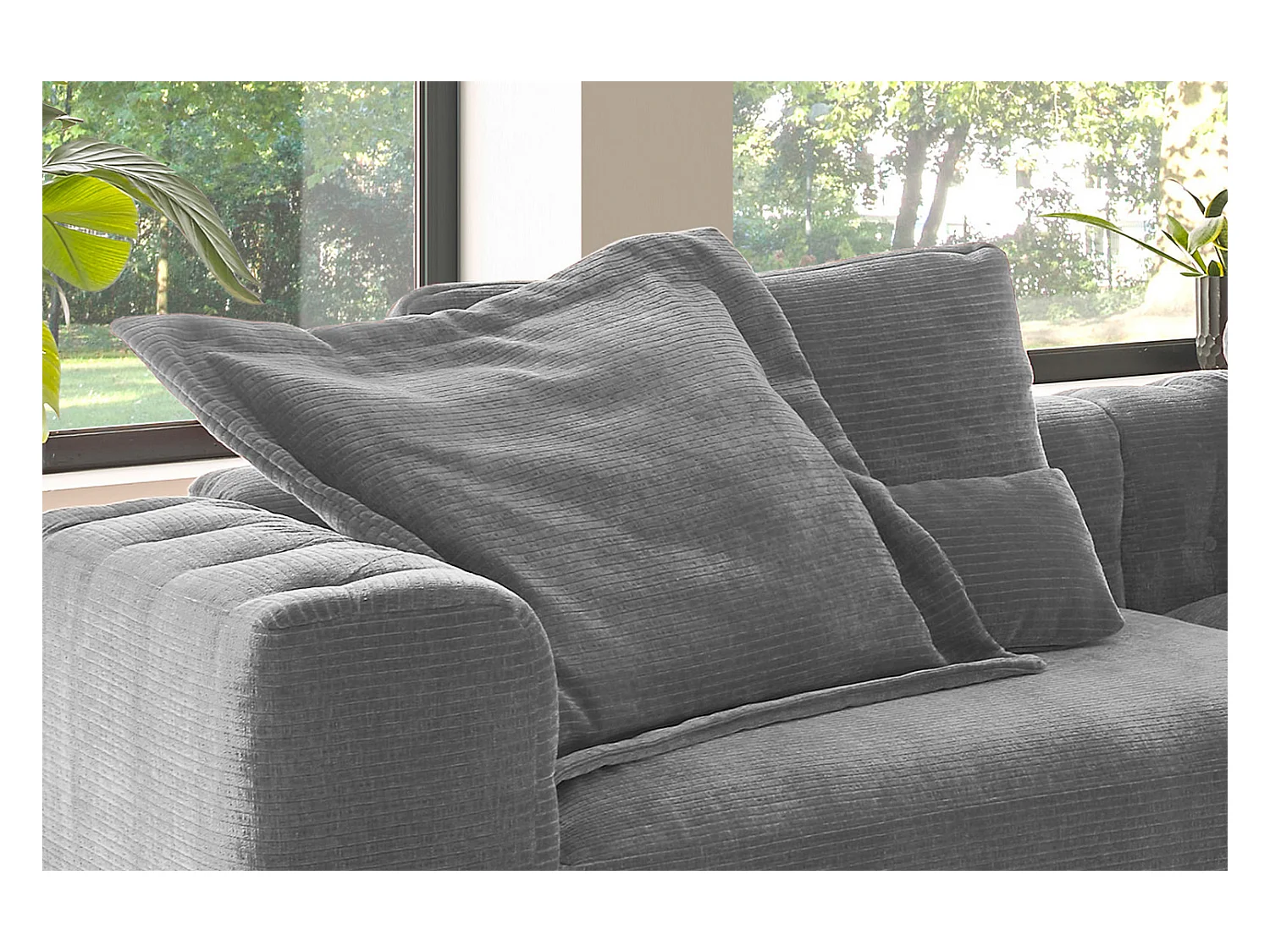Coussin - Gris Velours côtelé - SEPHI