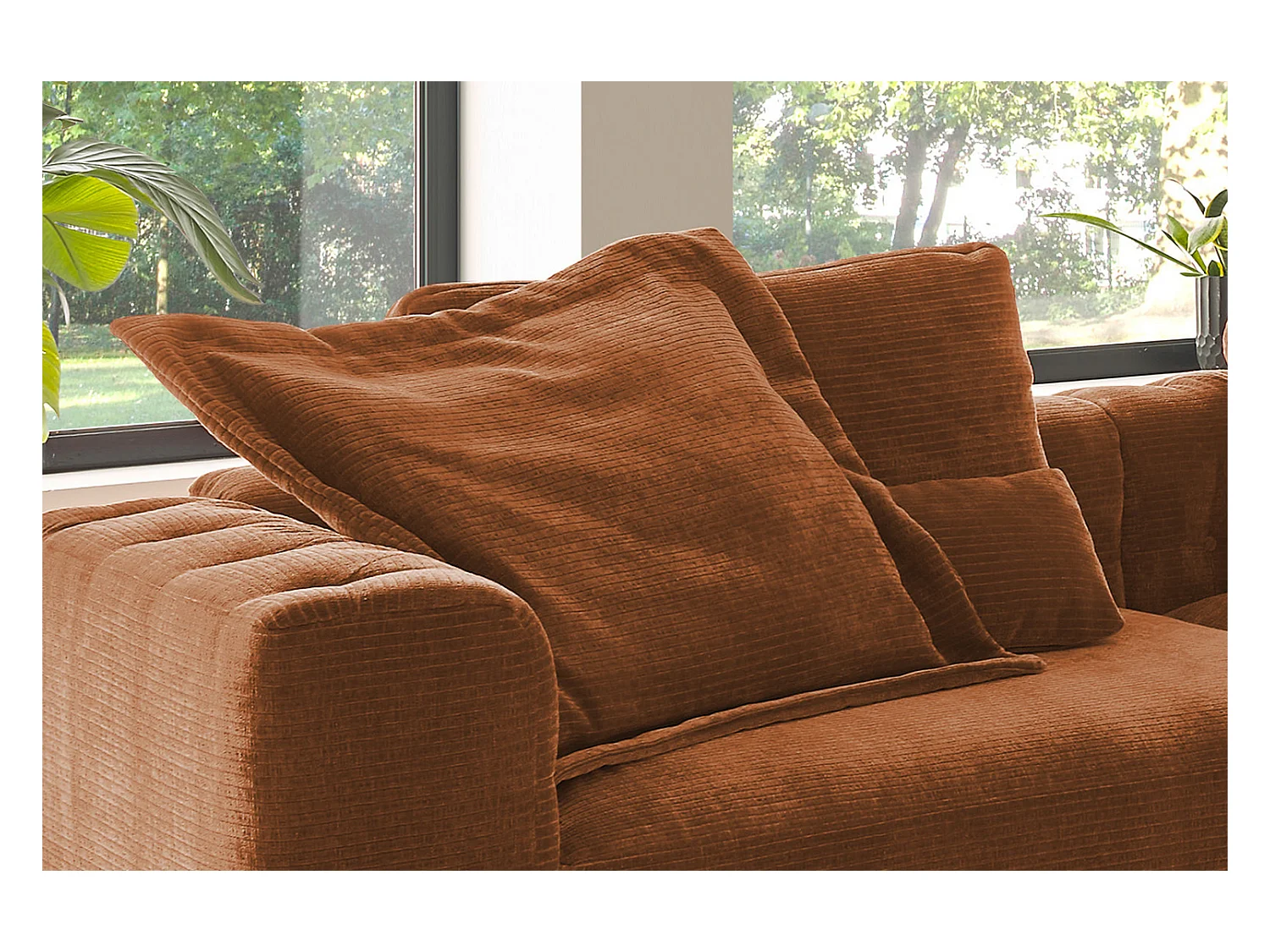 Coussin - brun rougeâtre Velours côtelé - SEPHI