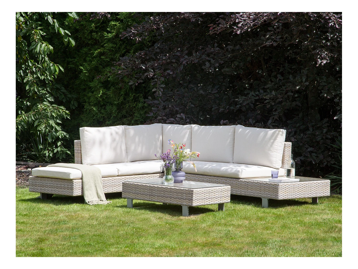 Ensemble de housses de coussins d'extérieur LANCIANO Blanc cassé