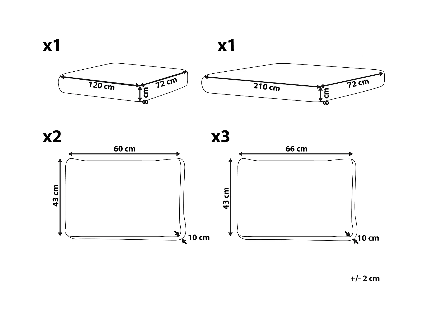 Ensemble de housses de coussins d'extérieur LANCIANO Blanc cassé