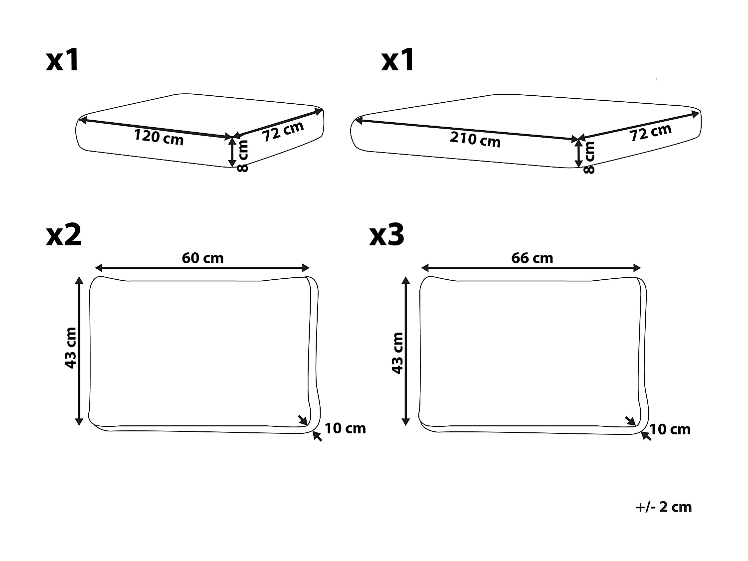 Ensemble de housses de coussins d\'extérieur LANCIANO Blanc cassé