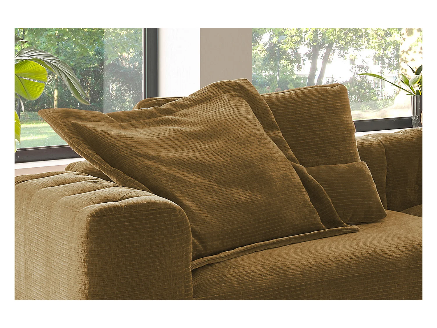 Coussin - marron Velours côtelé - SEPHI