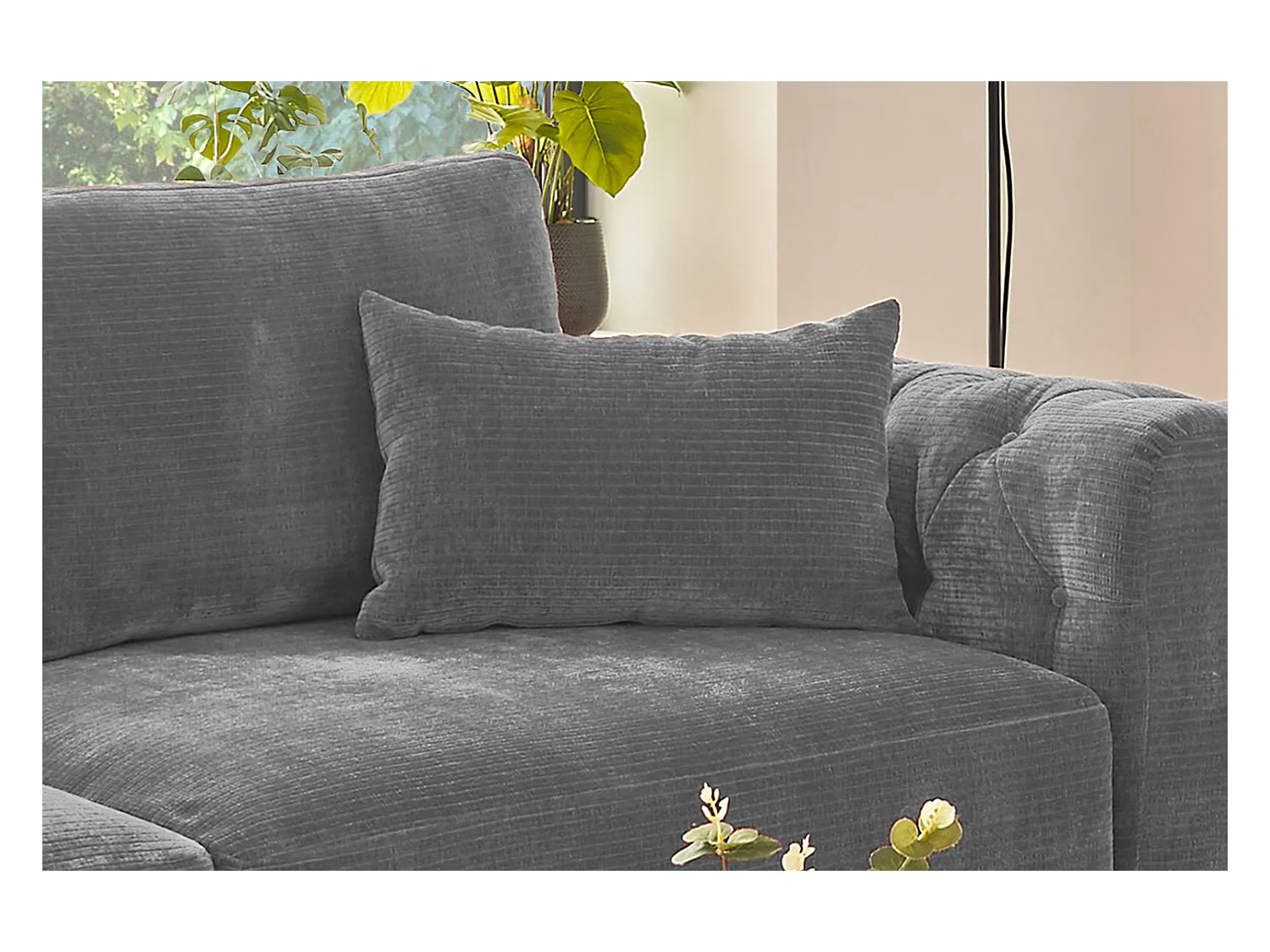 Coussin - Gris Velours côtelé - SEPHI