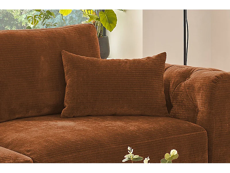 Coussin - brun rougeâtre Velours côtelé - SEPHI