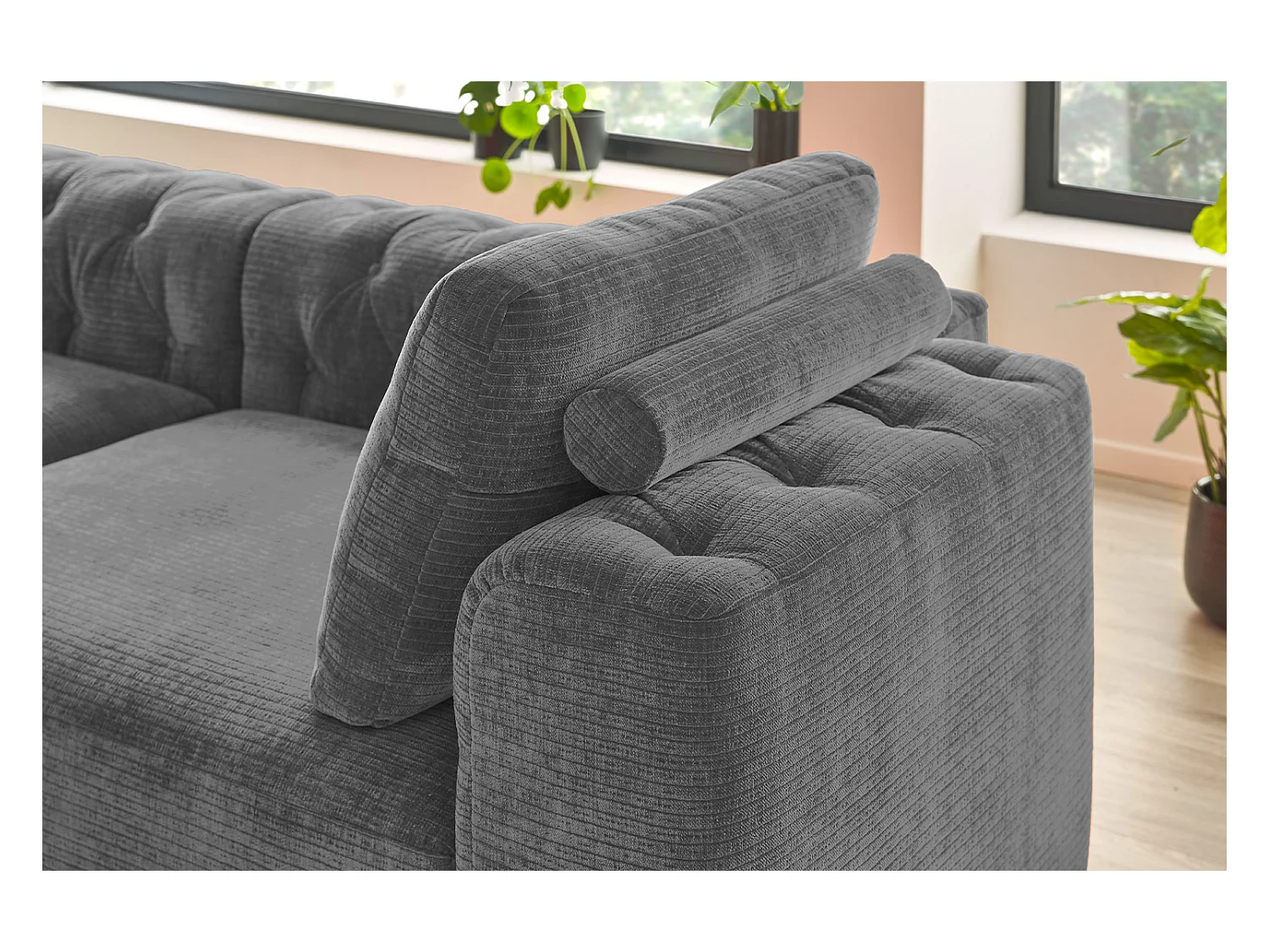 Coussin - anthracite Velours côtelé - SEPHI