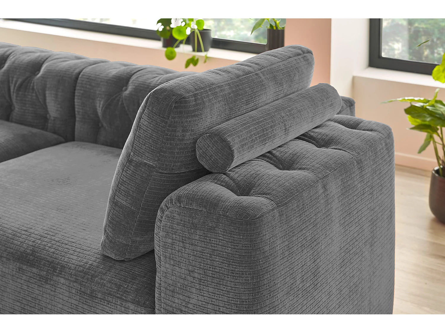 Coussin - anthracite Velours côtelé - SEPHI